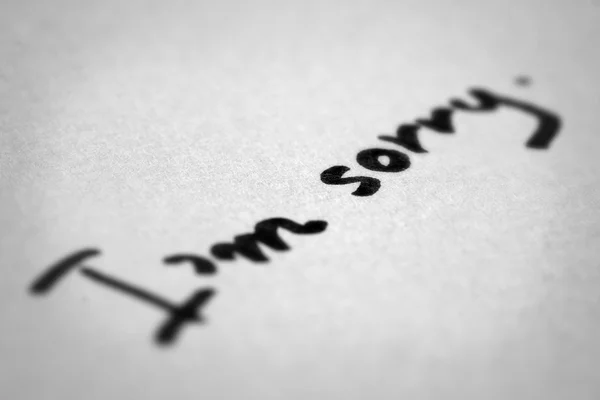 Scusa la calligrafia su carta bianca — Foto Stock