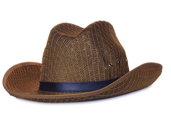 Brown cowboy hat isolated on white background