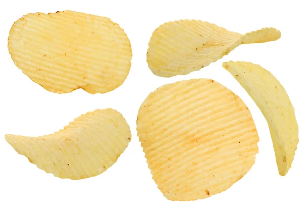 Ropogós burgonya chips elszigetelt fehér background — Stock Fotó