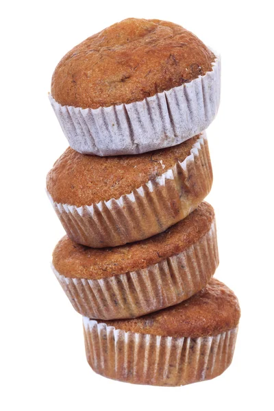 Banaan bruin cup-cake muffin geïsoleerd op witte achtergrond — Stockfoto