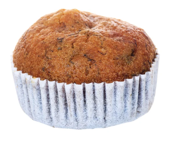 Banane braune Tasse Kuchen Muffin isoliert auf weißem Hintergrund — Stockfoto