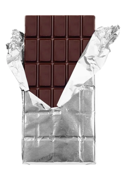 Dark chocolate bar isolated white background — Stock Photo, Image