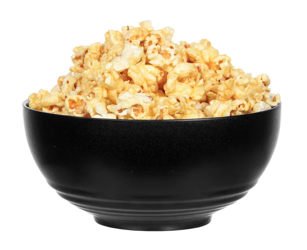 Schüssel mit buttrigem Popcorn isoliert auf weißem Hintergrund — Stockfoto