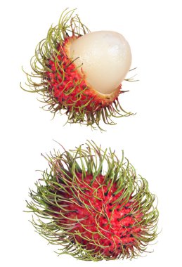 Tayland Asya rambutan beyaz zemin üzerine izole