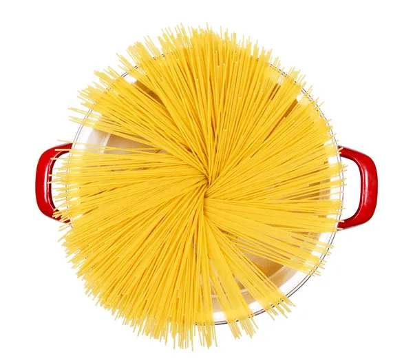 Uncooked spaghetti pasta isolated on white background — Stock Photo, Image