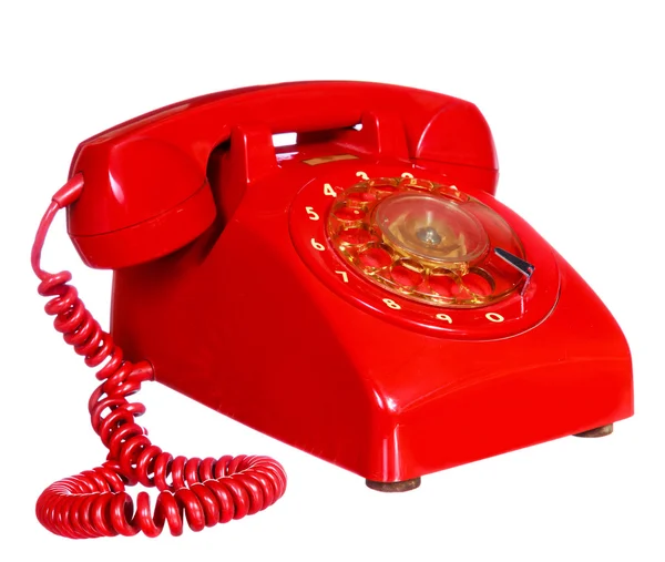 Clássico 1970 - 1980 retro discagem estilo vermelho casa telefone — Fotografia de Stock