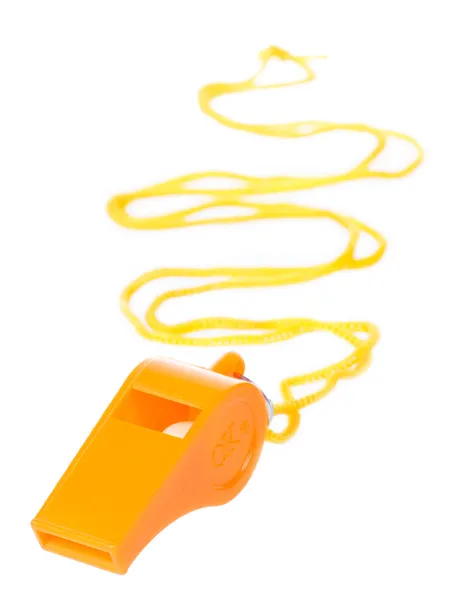 Orange whistle isolated on white background — Stock Photo, Image