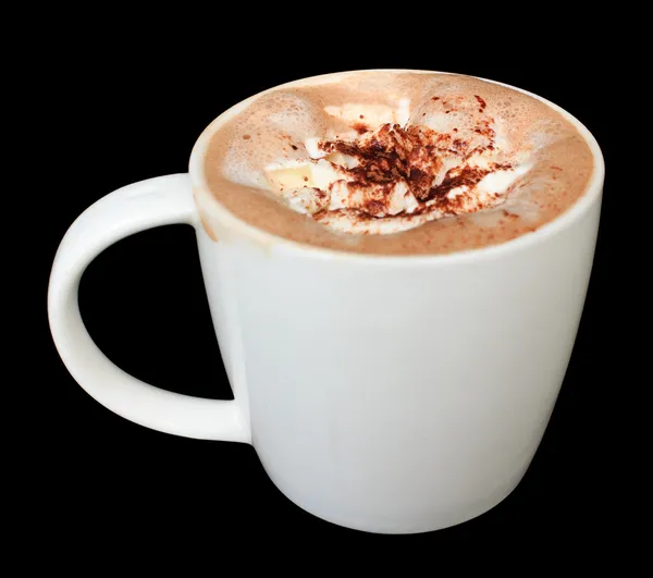 Coffee or hot chocolate on black — Stock Photo, Image