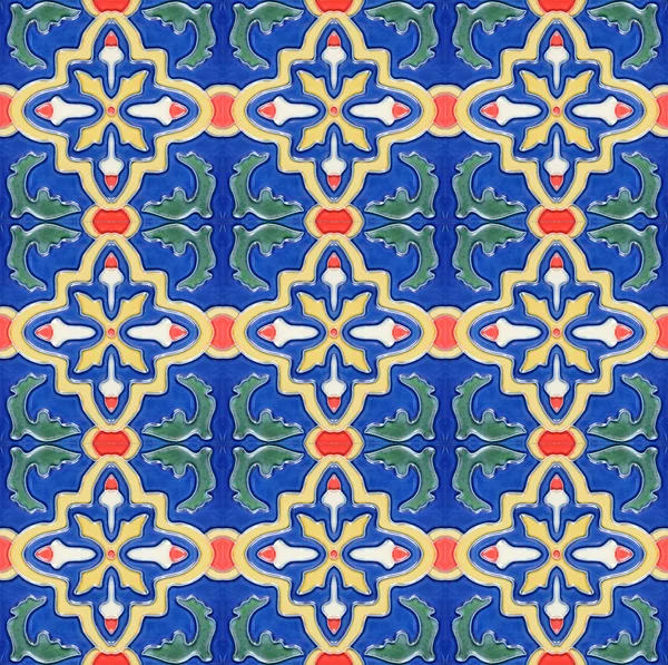 Portuguese Spanich Moroccan style vintage ceramic tile pattern — Stock Photo, Image