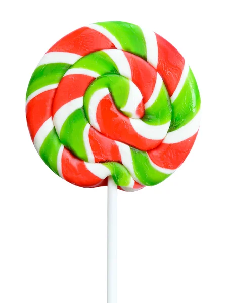 Christmas color red and green lollipop isolated on white background — Stock Photo, Image