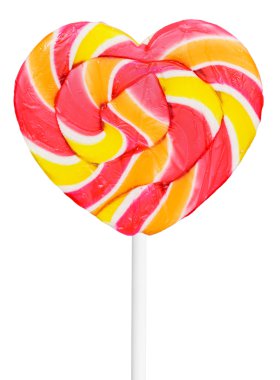 kleurrijke retro stijl hart vorm lollipop geïsoleerd op witte achtergrond
