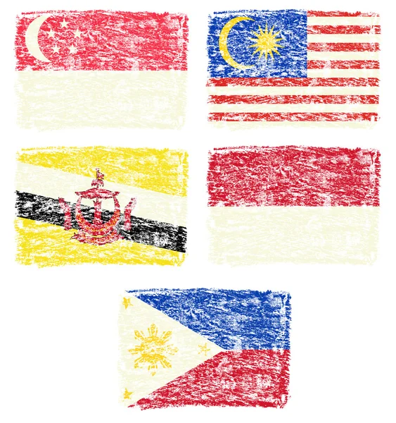 Crayon draw of south east Asia country national flag — Stock Photo, Image