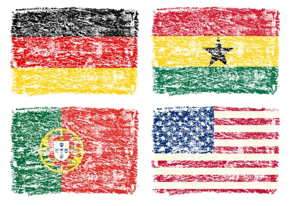 Tirage au sort de drapeaux de pays, Allemagne, Portugal, Ghana, USA — Photo