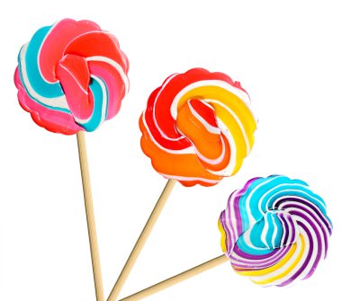 Beyaz arka plan üzerinde izole renkli retro tarzı lolipop