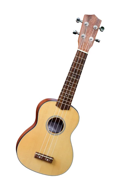 Ordinary wooden ukulele isolated on white background — Stock Photo, Image