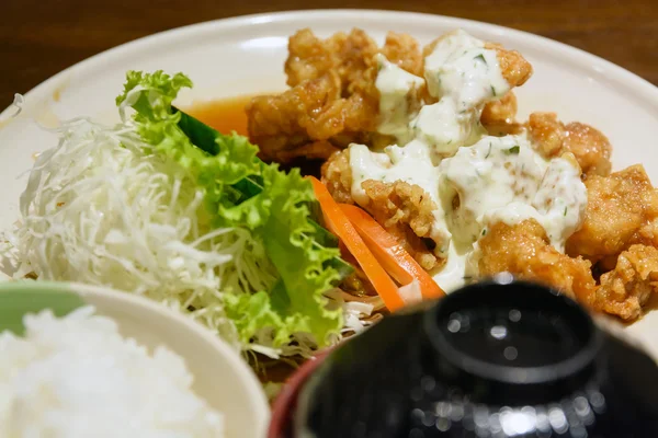 Ayam goreng Jepang dengan nasi — Stok Foto