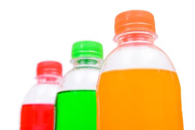 Dondurma, portakal ve strawerry şişe soda
