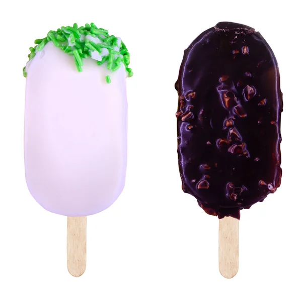 Colorful ice cream glaze dip isolated on white background — Stock Photo, Image