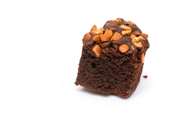 Brownie beyaz zemin üzerine — Stok fotoğraf