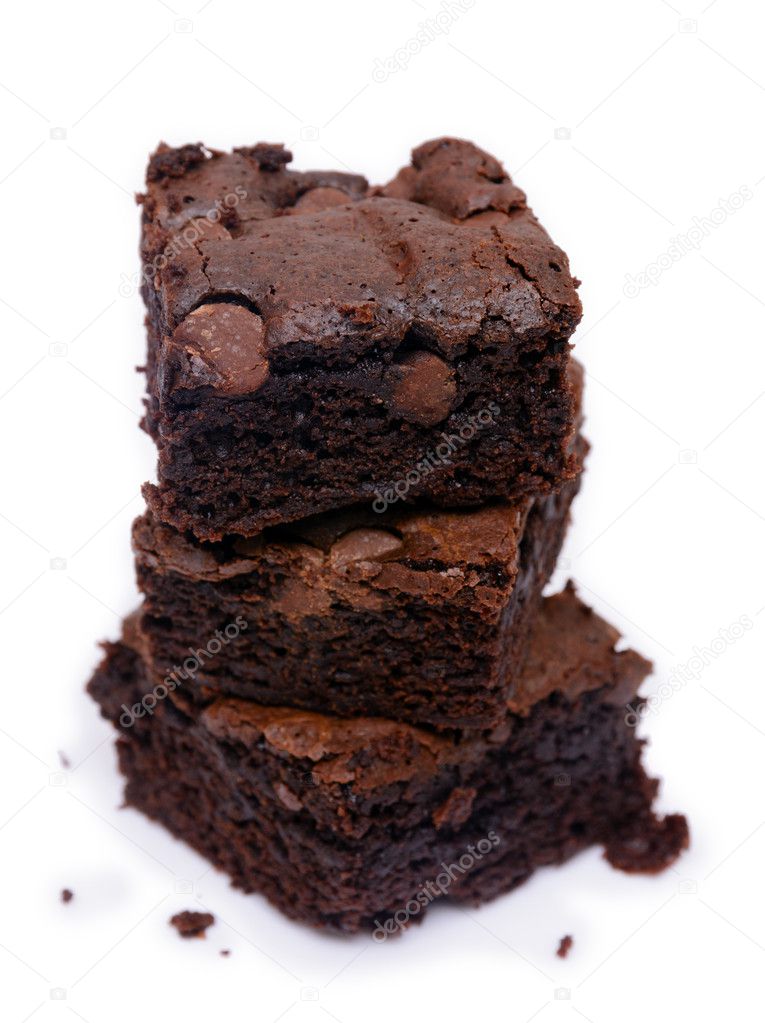 Brownie on white background
