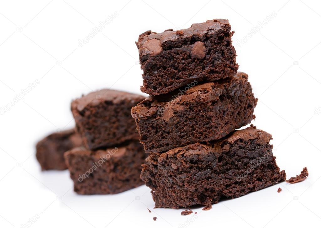 Brownie on white background