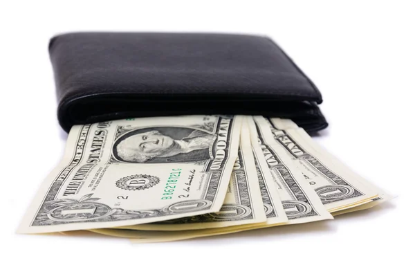 En dollar sedel i plånbok — Stockfoto