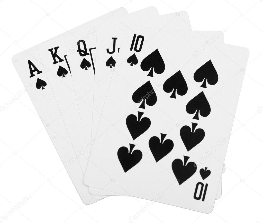 Black spade royal straight flush poker card