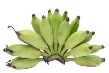 Beyaz arka plan üzerinde izole tropikal olgunlaşmamış muz