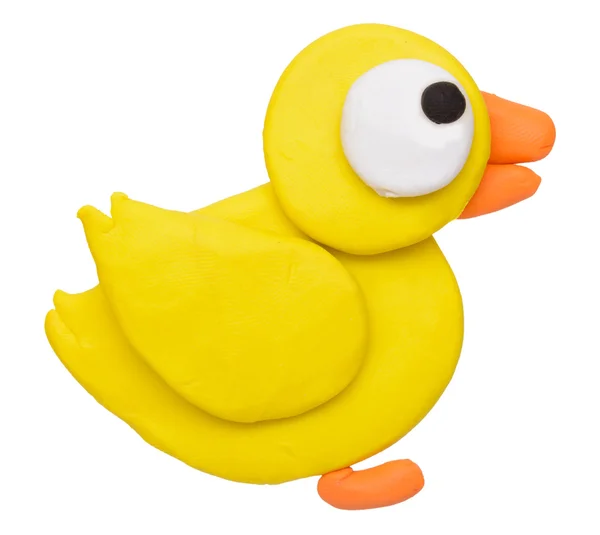 Plasticine clay duck on white background — Stock Photo, Image