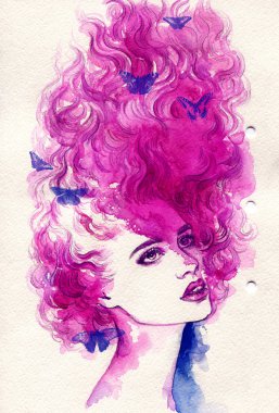 güzel bir kadın. suluboya resim