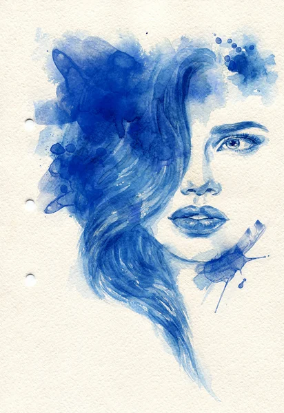Krásná žena. Akvarel ilustrace — Stock fotografie