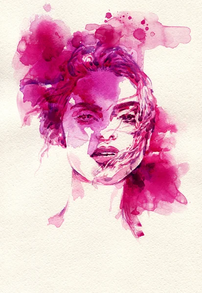 Vacker kvinna. akvarell illustration — Stockfoto