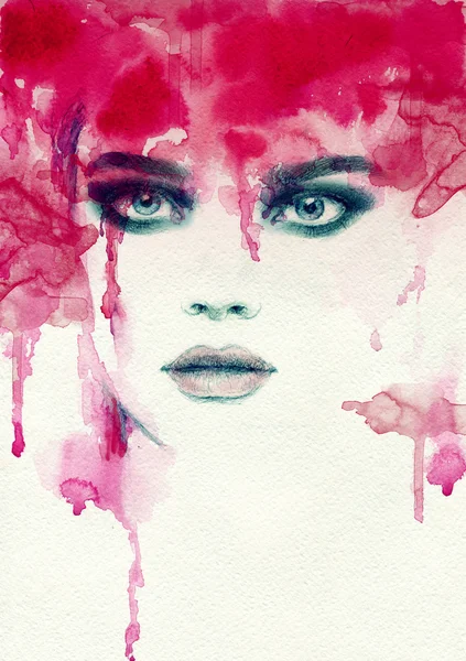 Belle femme. illustration aquarelle — Photo