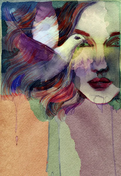 Belle femme. illustration aquarelle — Photo