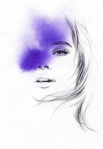 Bellissima donna. illustrazione acquerello — Foto Stock