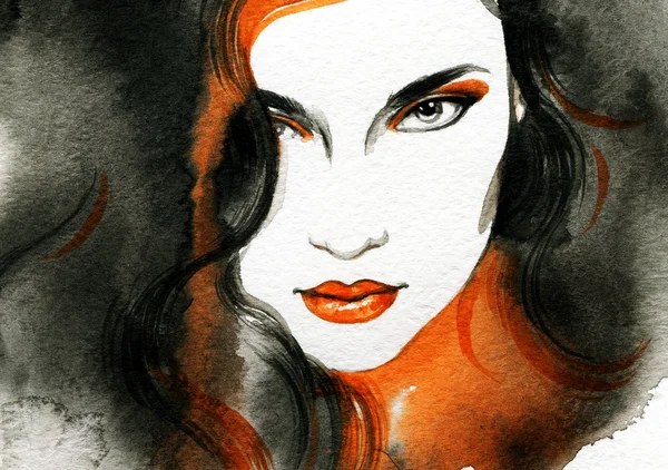 Krásná žena. Akvarel ilustrace — Stock fotografie
