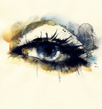 kadın göz .watercolor illüstrasyon