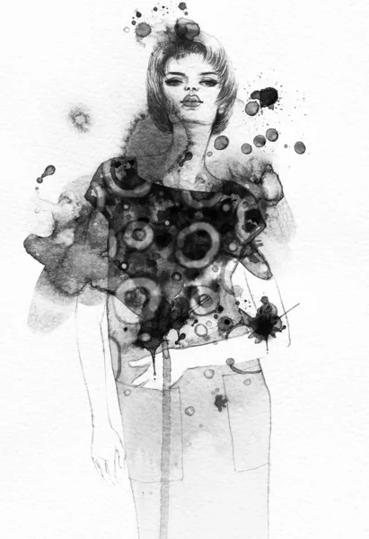 Belle femme. illustration aquarelle — Photo