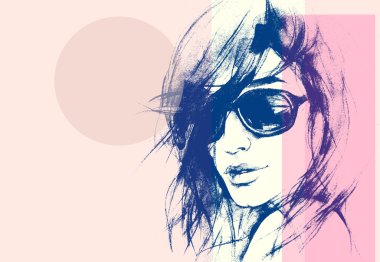 güzel bir kadın yüzü. suluboya resim