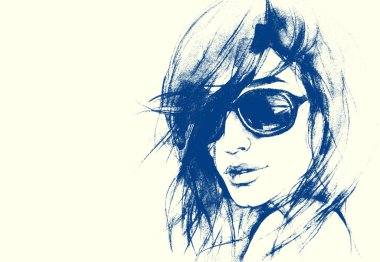 güzel bir kadın yüzü. suluboya resim