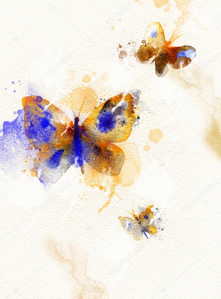 Butterfly. watercolor background