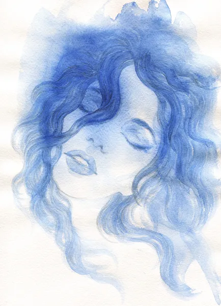 Aquarelle abstraite .woman portrait — Photo