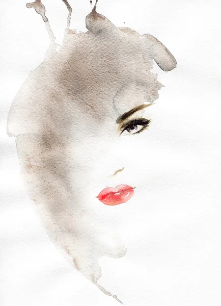 Aquarelle abstraite .woman portrait — Photo