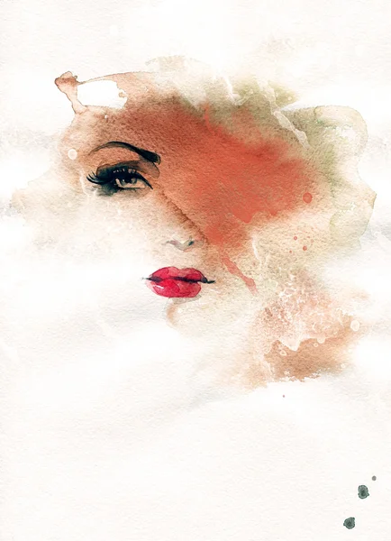 Aquarelle abstraite .woman portrait — Photo