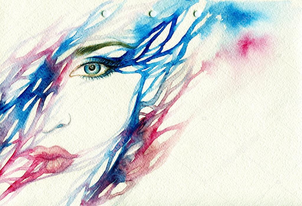 Woman portrait  .abstract  watercolor