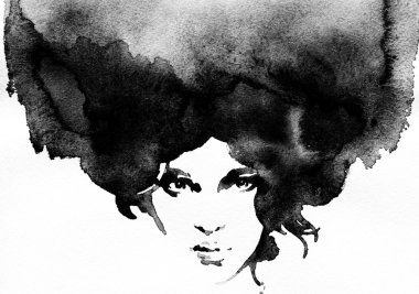 kadın portre .abstract suluboya