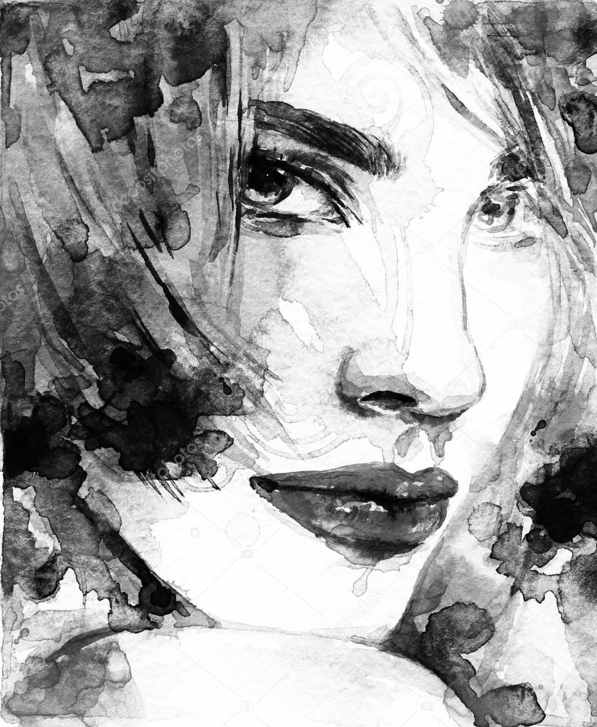 Woman portrait  .abstract  watercolor