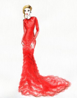 kadın portre .abstract suluboya .moda arka plan