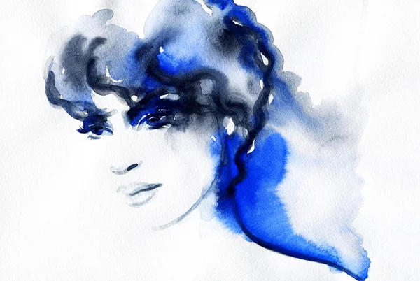 Portrait de femme .abstrait aquarelle  . — Photo