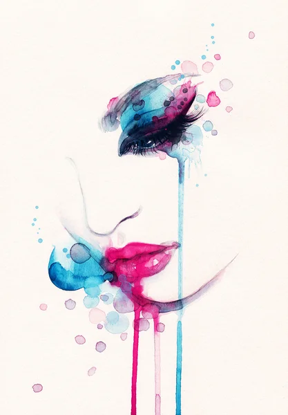 Woman portrait  .abstract  watercolor . — Stock Photo, Image